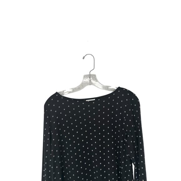 J. Jill Tunic Black Tan Crew‎ Neck Printed Soft Casual Long Sleeve Top Medium - Picture 3 of 12